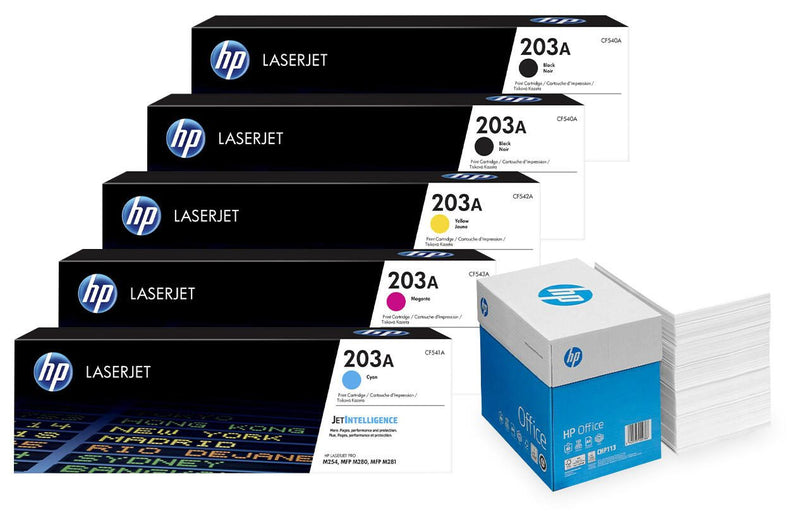 Bundle mit HP Original 203A Toner 5er Multipack + 2.500 Blatt HP Kopierpapier hochweiß