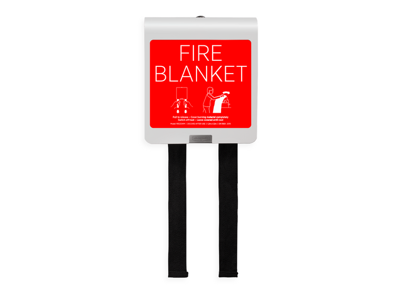 Housegard Mantle fire blanket with metal casing, 120x120 cm, white