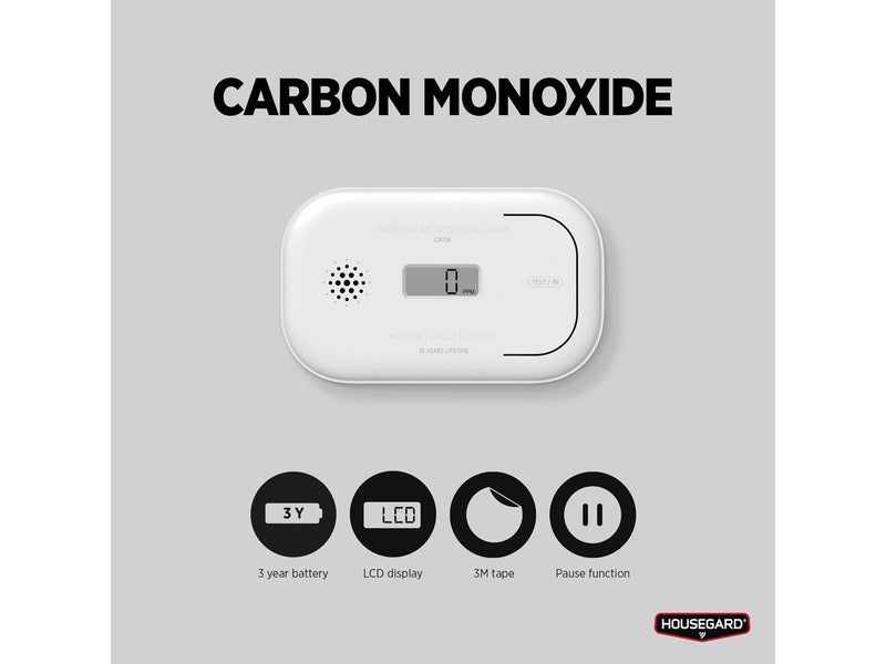 Housegard CA108 carbon monoxide alarm with LCD display, incl. 3-year battery, white