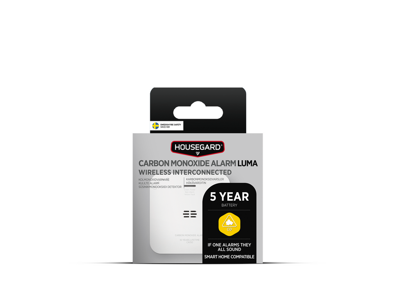 Housegard Luma carbon monoxide alarm, wireless, incl. 5-year battery, white