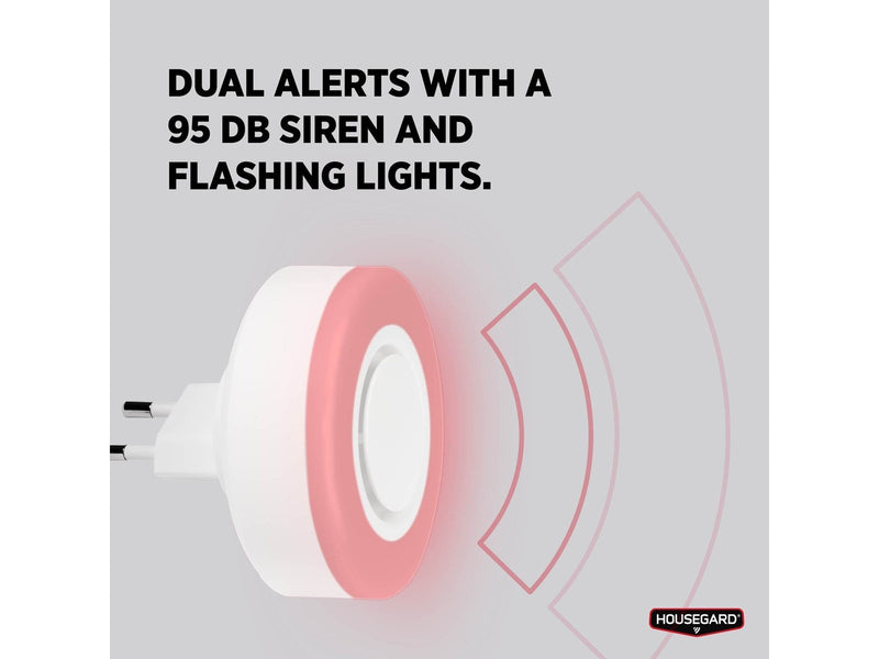 Housegard Luma wireless siren, 230V incl. battery backup, white