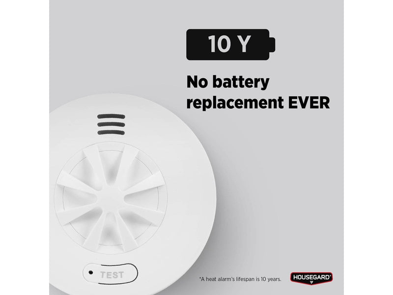 Housegard Luma wireless heat alarm, incl. 10-year battery, white