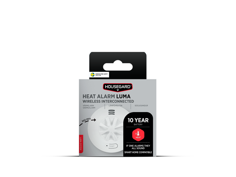 Housegard Luma wireless heat alarm, incl. 10-year battery, white