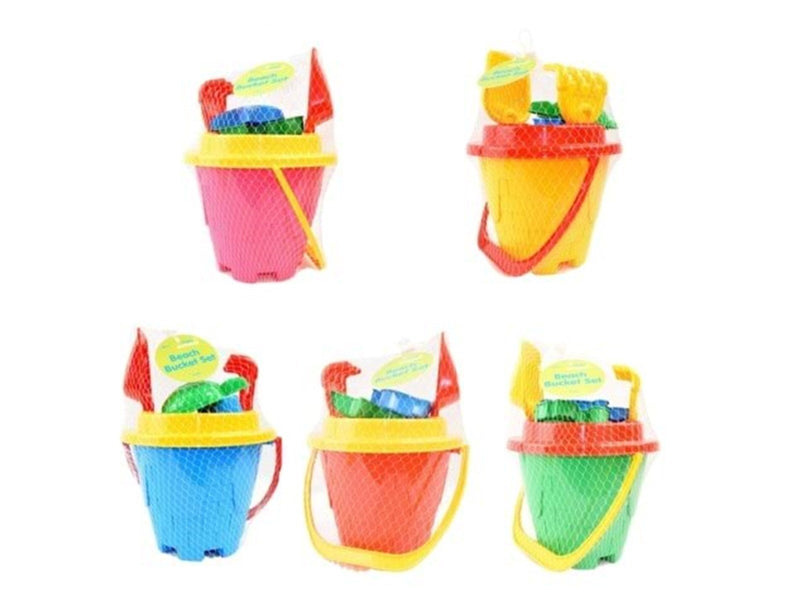 Happy Summer Beach Bucket Set 6 pcs - assorted