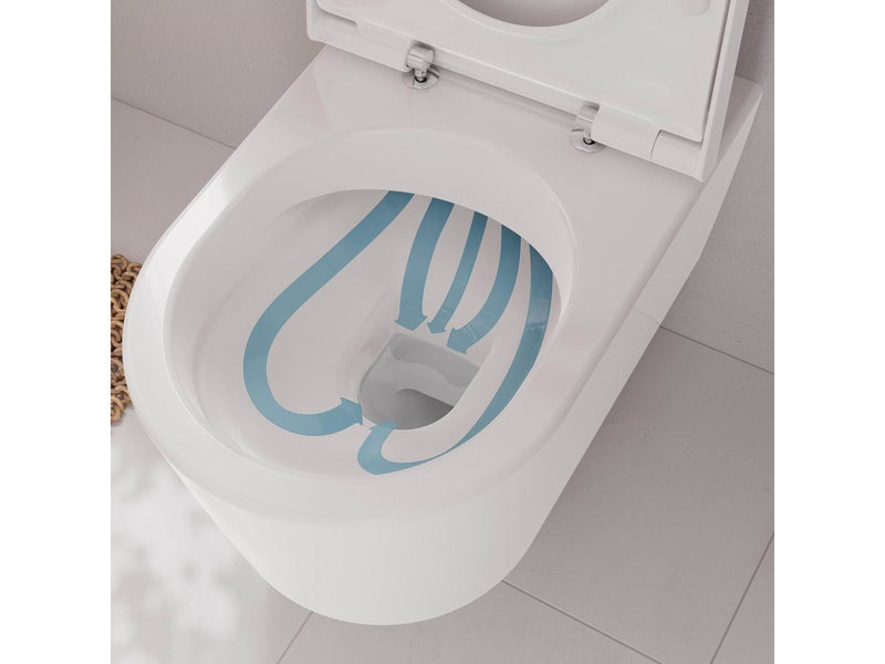 Hansgrohe EluPura S wall-hung toilet 540 w/flush rim with SC/QR seat with lid, white