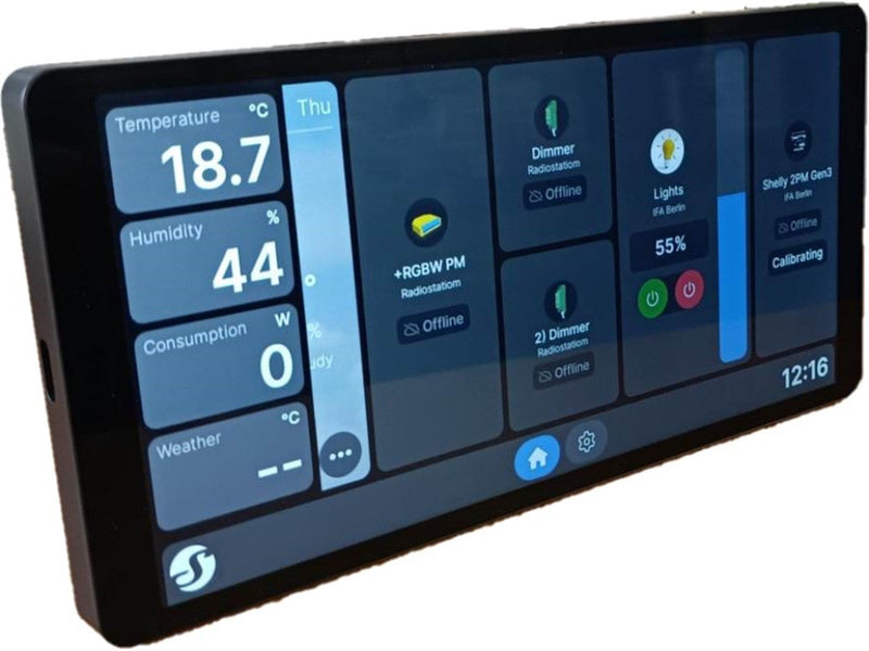 Shelly Wall Display X2 Black - WiFi touch screen
