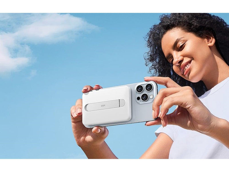 ESR Magnetic Powerbank 5000mAh Qi2 with Stand (White) Powerbank (Akku) - Weiß - 5000 mAh