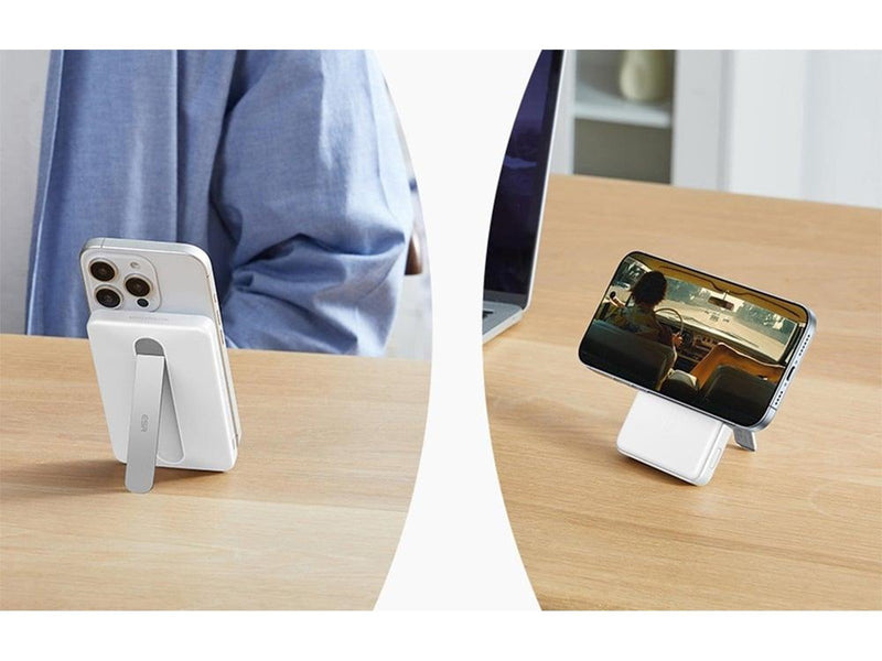 ESR Magnetic Powerbank 5000mAh Qi2 with Stand (White) Powerbank (Akku) - Weiß - 5000 mAh