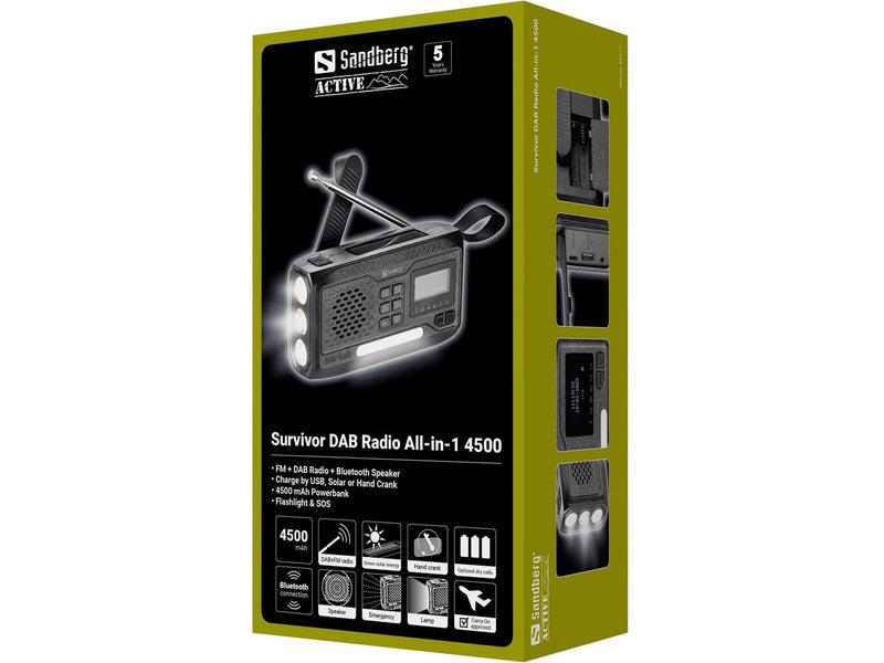 Sandberg Survivor DAB radio All-in-1 - AM/FM - schwarz