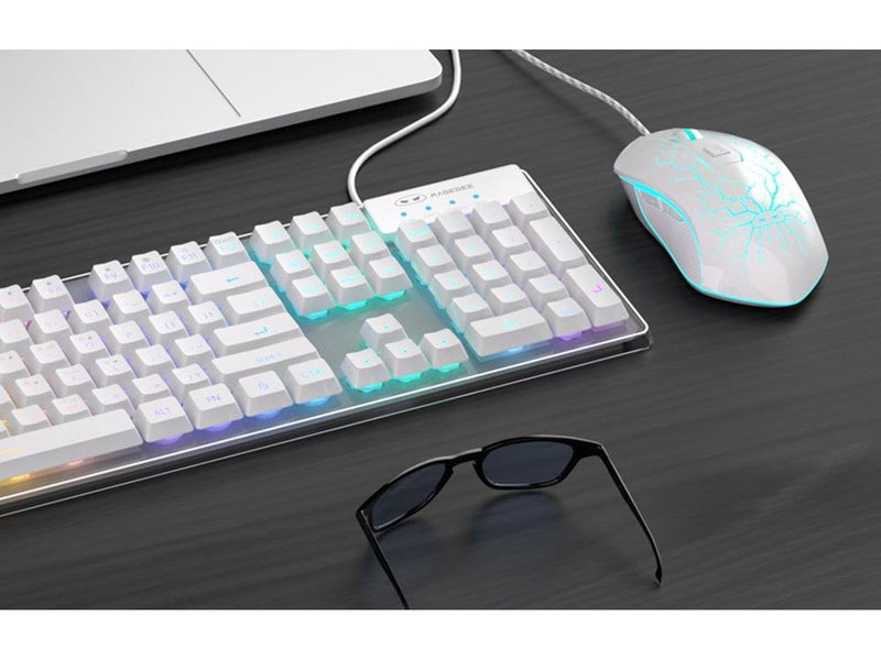 MageGee Wired Keyboard and Mouse Set - White - Gaming Tastaut & Maus - Weiss