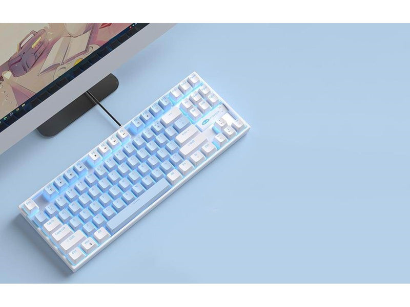 MageGee MK-STAR Wired Keyboard - White and Blue - Gaming Tastaturen - Weiss