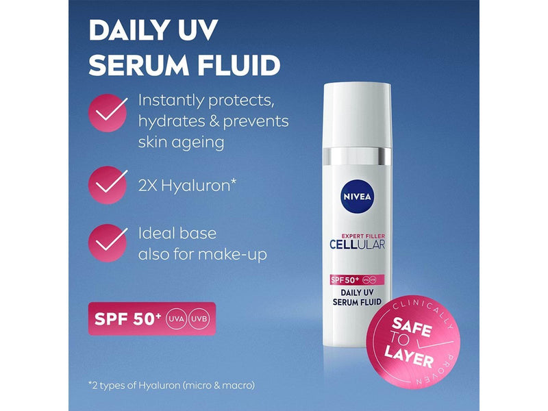 Nivea CELLULAR Expert Filler LSF 50+ UVA UVB Daily UV Serum Fluid