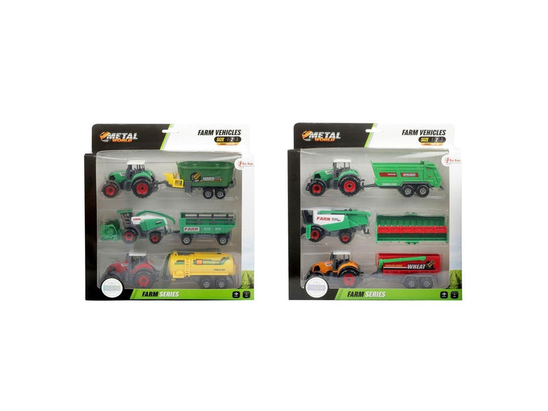 Toi-Toys Metal Tractor with Trailer 6pcs.