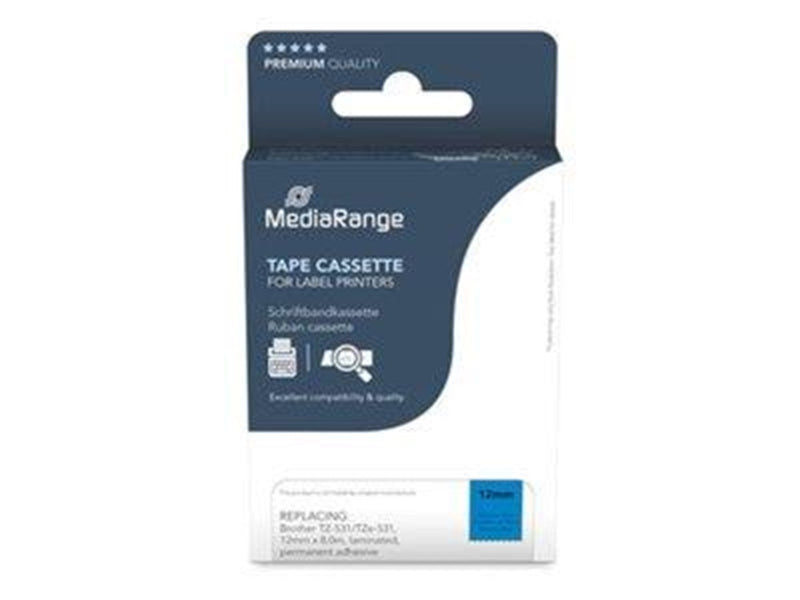MediaRange - label tape - laminated - 1 cassette(s) - Roll (1.2 cm x 8 m) (alternative for: Brother TZ-531 Brother TZe-531)