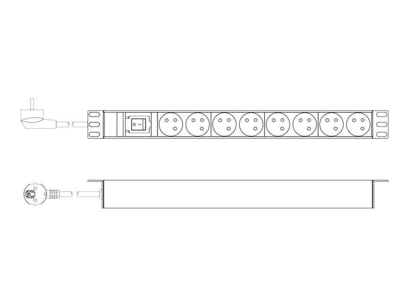 DIGITUS - power strip - aluminium profile and switch - 4000 Watt