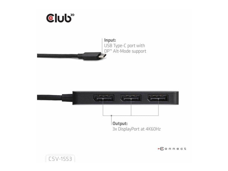 Club 3D CSV-1553 - docking station - USB-C / Thunderbolt 4 - 3 x DP++