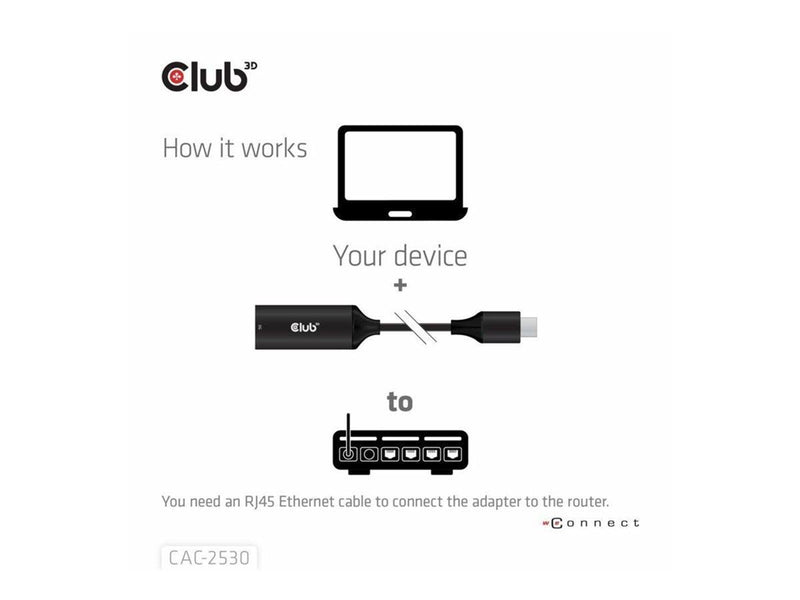 Club 3D - network adapter - USB-C - 100M/1G/2.5G/5 Gigabit Ethernet x 1