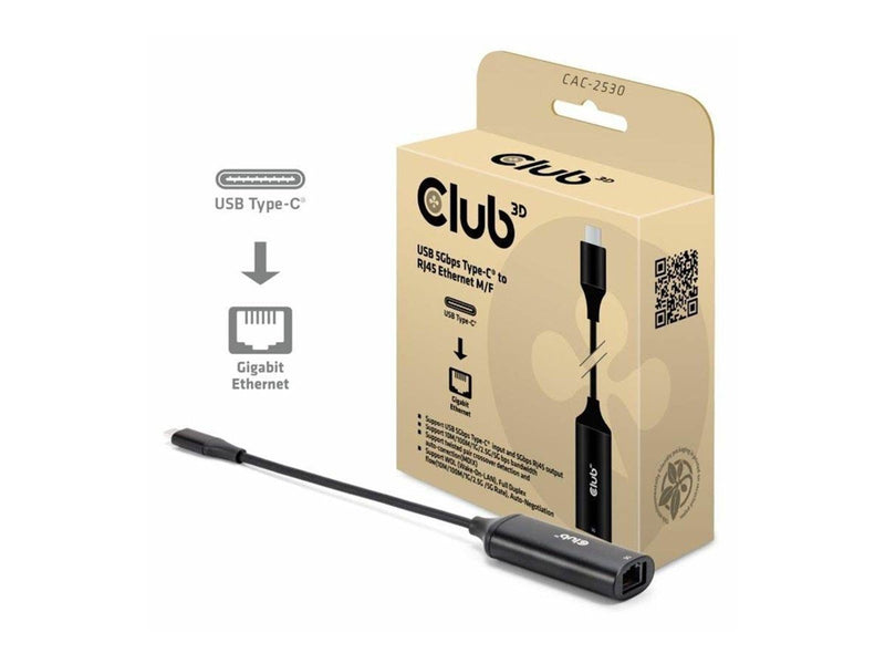 Club 3D - network adapter - USB-C - 100M/1G/2.5G/5 Gigabit Ethernet x 1