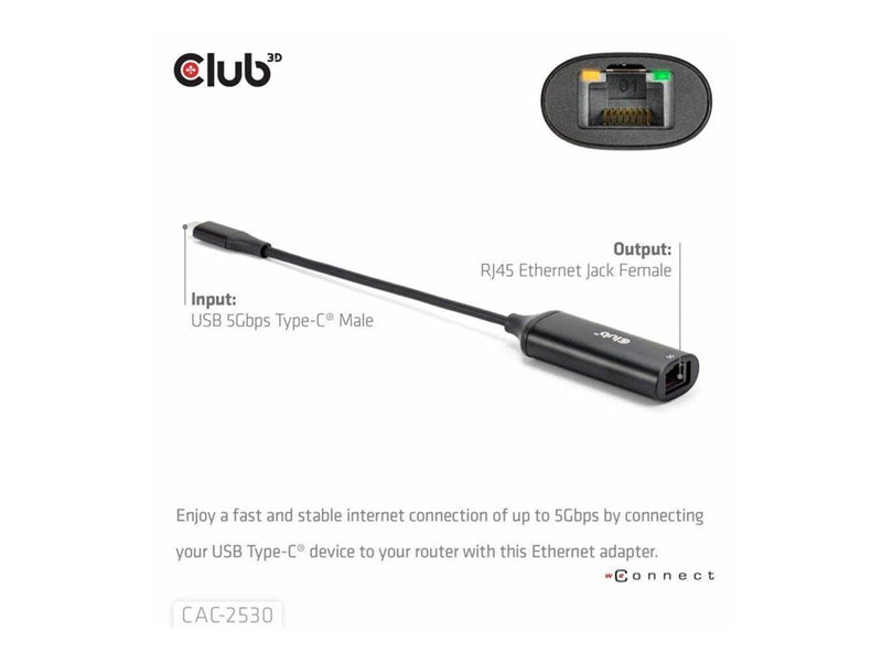 Club 3D - network adapter - USB-C - 100M/1G/2.5G/5 Gigabit Ethernet x 1