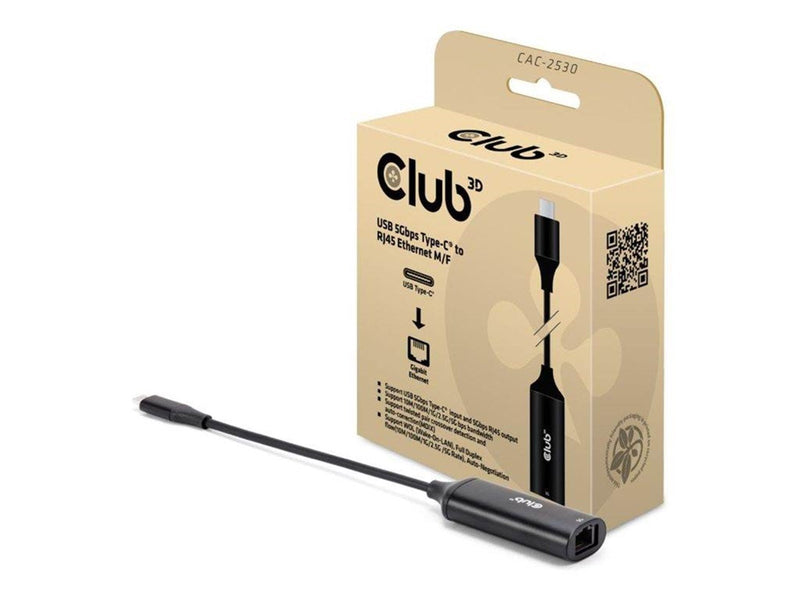Club 3D - network adapter - USB-C - 100M/1G/2.5G/5 Gigabit Ethernet x 1