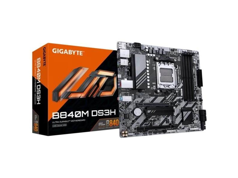GIGABYTE B840M DS3H - motherboard - micro ATX - Socket AM5 - AMD B840 Mainboard - AMD B840 - AMD AM5 socket - DDR5 RAM - Micro-A