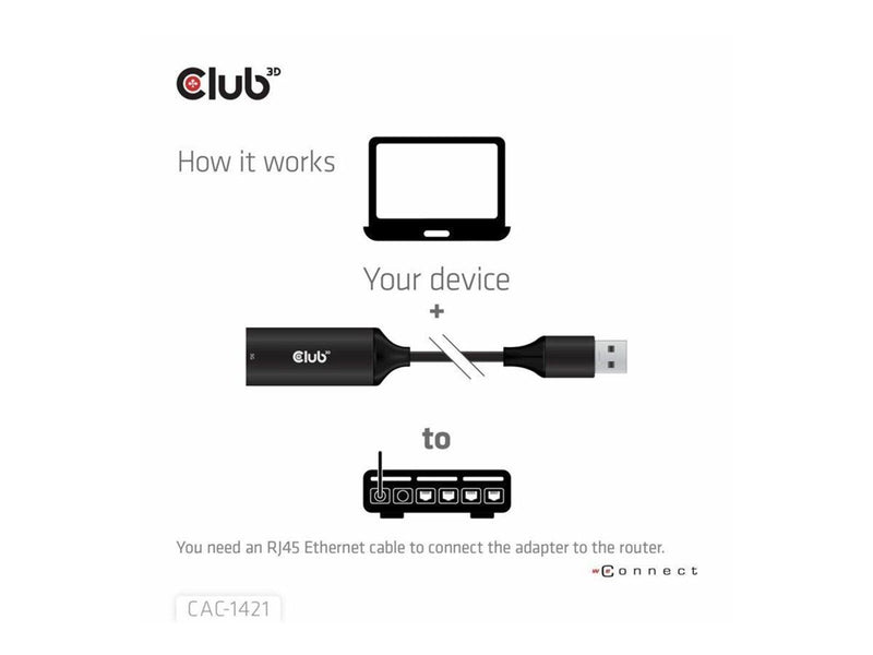 Club 3D - network adapter - USB 3.2 Gen 1 - 5GBase-T x 1