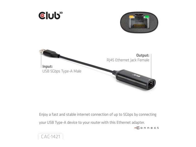 Club 3D - network adapter - USB 3.2 Gen 1 - 5GBase-T x 1
