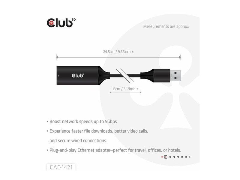Club 3D - network adapter - USB 3.2 Gen 1 - 5GBase-T x 1