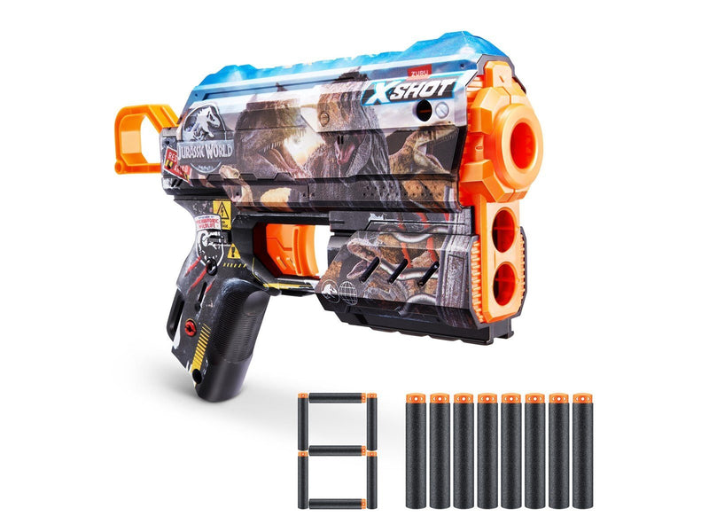 X-shot Skins Flux Blaster - Jurassic World Skins (8 Darts) ZURU