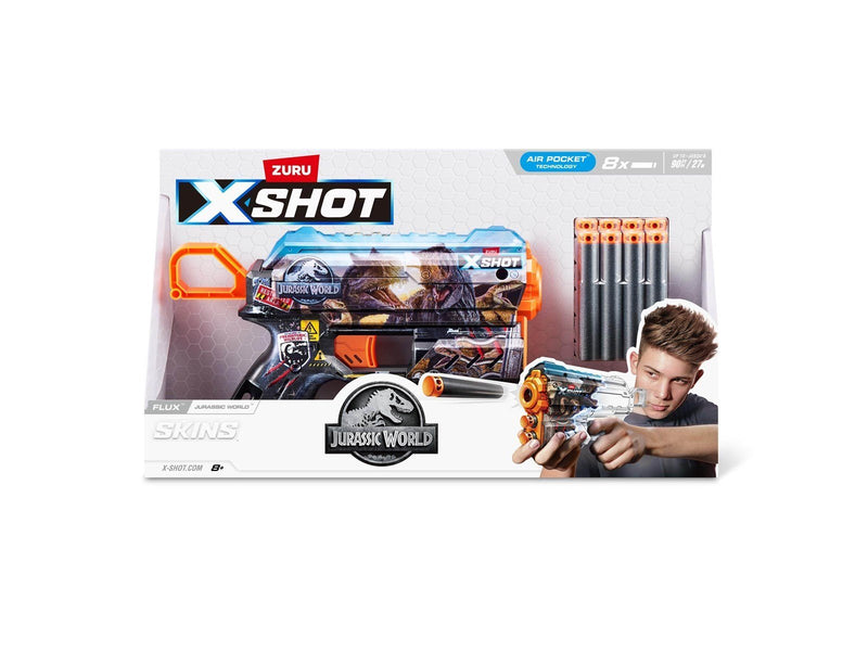 X-shot Skins Flux Blaster - Jurassic World Skins (8 Darts) ZURU