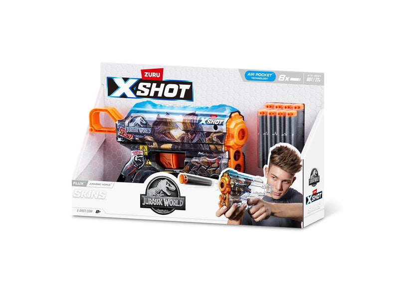 X-shot Skins Flux Blaster - Jurassic World Skins (8 Darts) ZURU