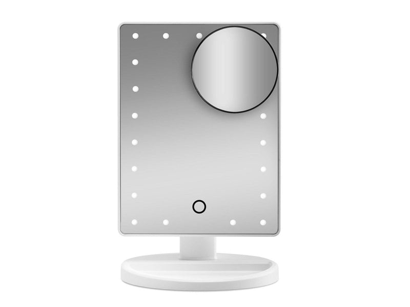 Gillian Jones Makeup Mirror with LED Light Touch Function and GWP Suction Cup Mirror - White