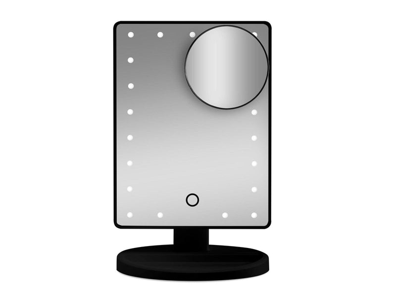 Gillian Jones Makeup Mirror with LED Light Touch Function and GWP Suction Cup Mirror - Black
