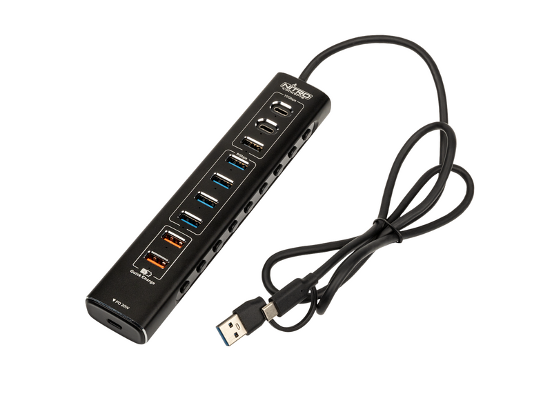 Nitro Concepts UH1 10-Port HYBRID USB HUB USB-Hubs - 10 - Schwarz