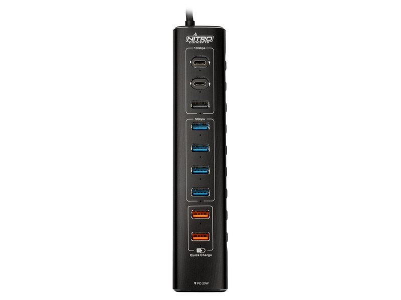 Nitro Concepts UH1 10-Port HYBRID USB HUB USB-Hubs - 10 - Schwarz