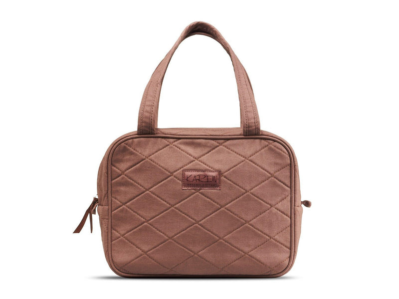 Karen - Toiletry bag with handle - Mocca quilt