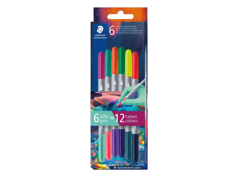 Staedtler Fibre tip pen 2tips twin color 6pc