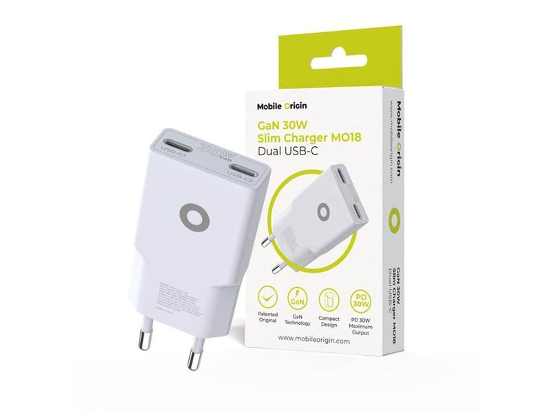 Mobile Origin GaN 30W Slim Charger MO18 - Dual USB-C