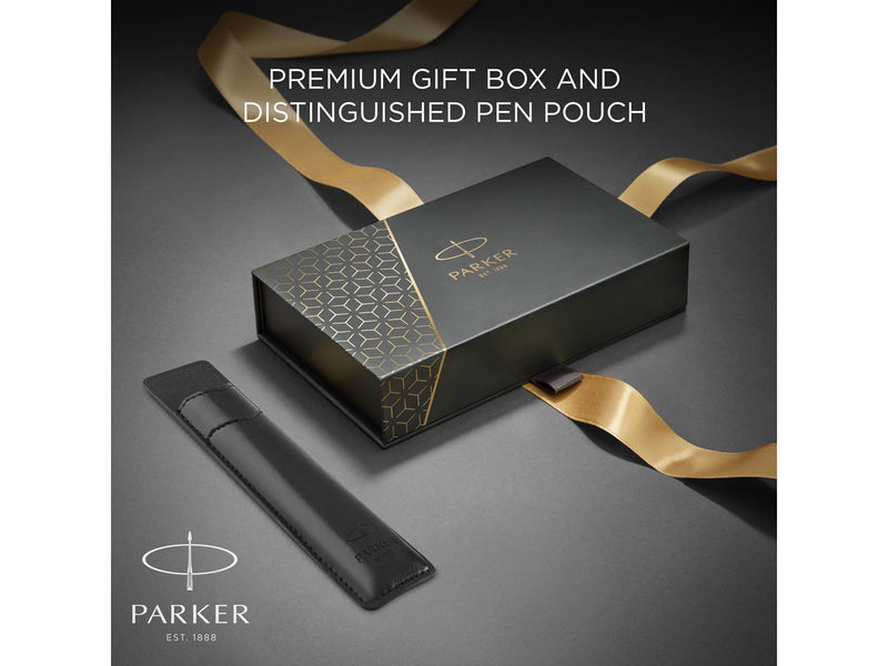 Parker IM Duo Pen Gift Set | Fountain Pen Ballpoint Pen & Pen Pouch | Black Lacquer Finish with Chrome Trims | Medium Tip