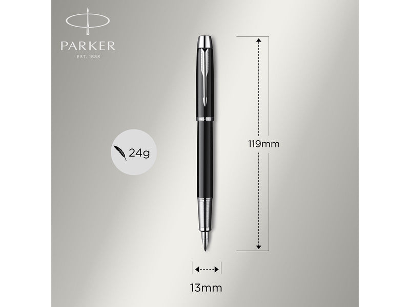 Parker IM Duo Pen Gift Set | Fountain Pen Ballpoint Pen & Pen Pouch | Black Lacquer Finish with Chrome Trims | Medium Tip
