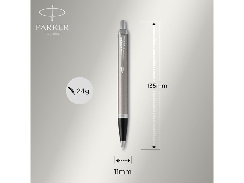 Parker IM Duo Pen Gift Set | Fountain Pen Ballpoint Pen & Pen Pouch | Stainless Steel Finish with Chrome Trims | Medium Tip