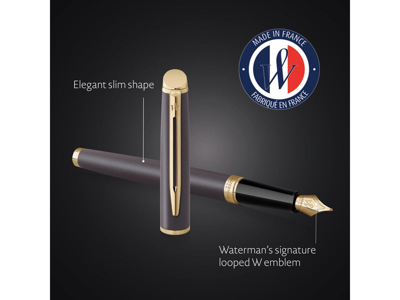 Waterman Hémisphère Fountain Pen | Lava Black (The Understated Edit Collection) | Fine Nib with Blue Ink | Gift Box