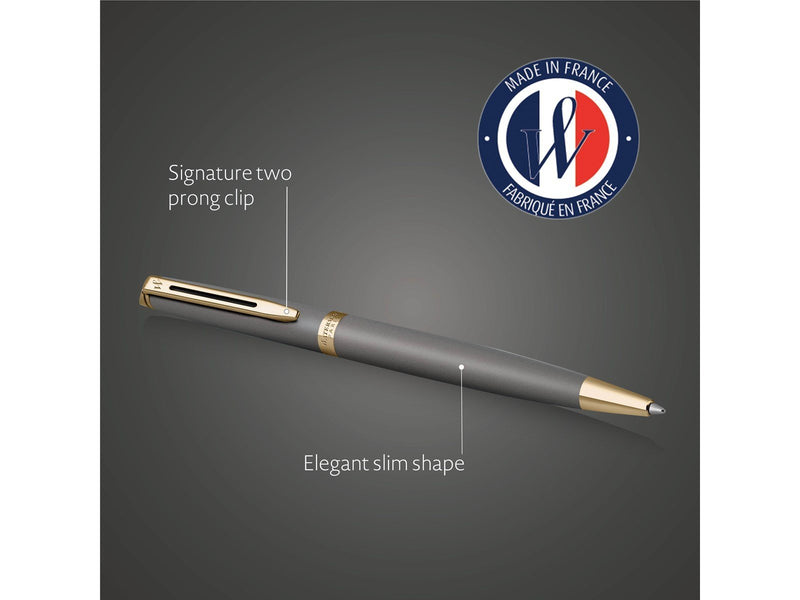 Waterman Hémisphère Ballpoint Pen | Stone Grey (The Understated Edit Collection) | Medium Point with Blue Ink | Gift Box