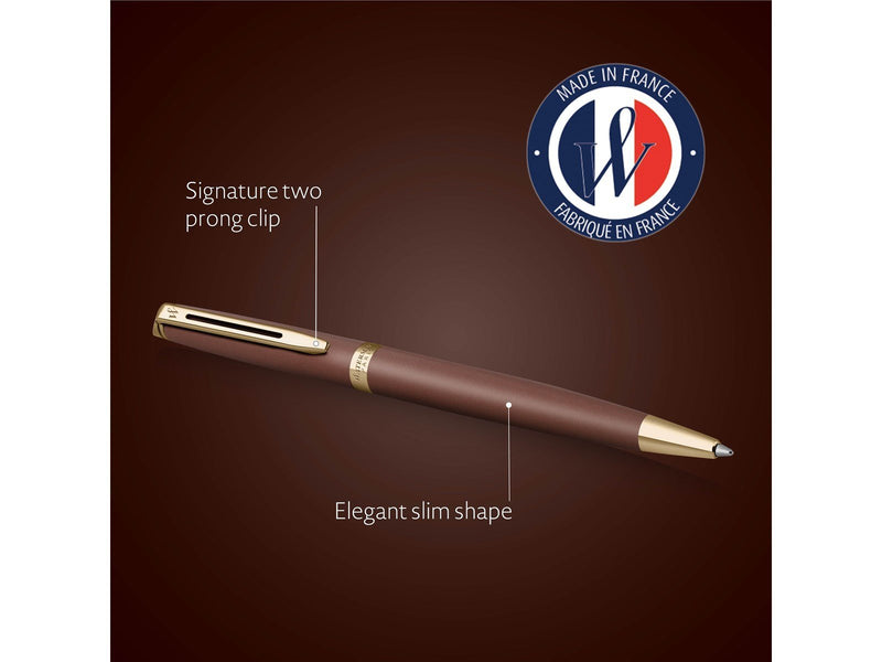 Waterman Hémisphère Ballpoint Pen | Copper Red (The Understated Edit Collection) | Medium Point with Blue Ink | Gift Box