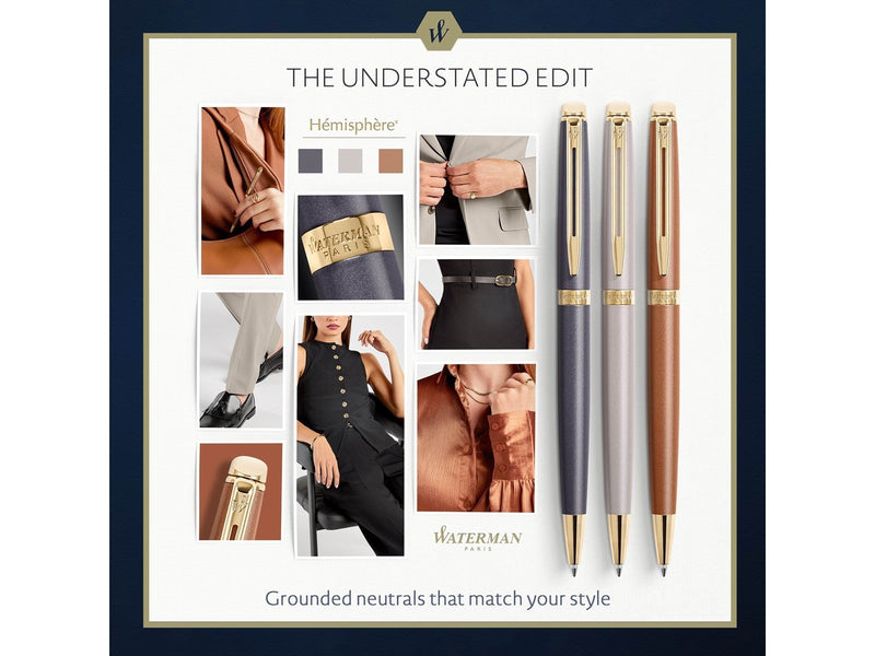 Waterman Hémisphère Ballpoint Pen | Copper Red (The Understated Edit Collection) | Medium Point with Blue Ink | Gift Box