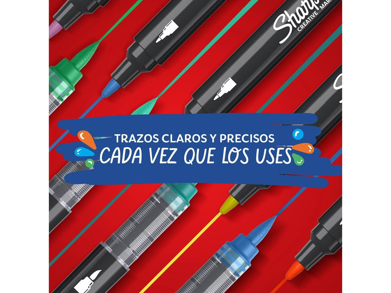 Sharpie Creative Marker Acrylic Paint Pens | Brush-Tip Water-Based Paint Markers | Assorted Colours | 12 Count