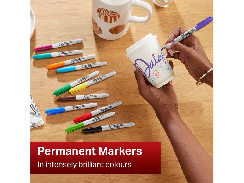 Sharpie Permanent Markers | Fine Point Colouring Pens | Assorted Colours | 24 Marker Pens