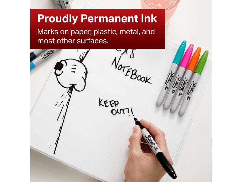 Sharpie Permanent Markers | Fine Point Colouring Pens | Assorted Colours | 24 Marker Pens