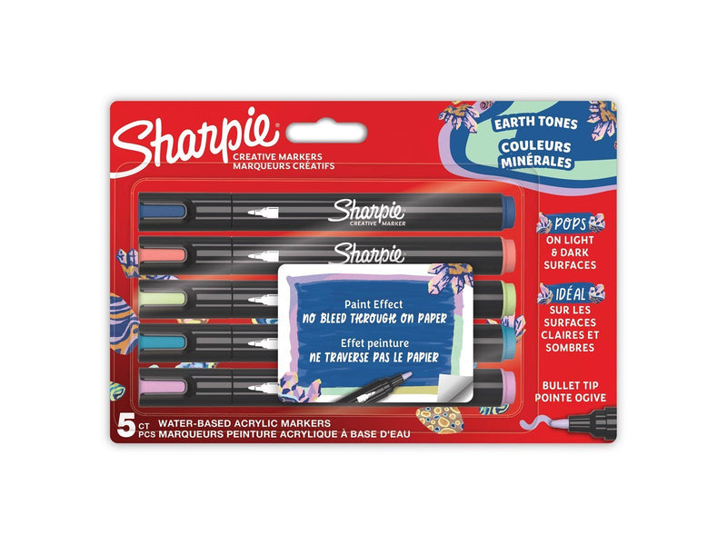 Sharpie Creative Marker Acrylic Paint Pens | Earth Tones | Bullet Tip | Assorted Colours | 5 Count