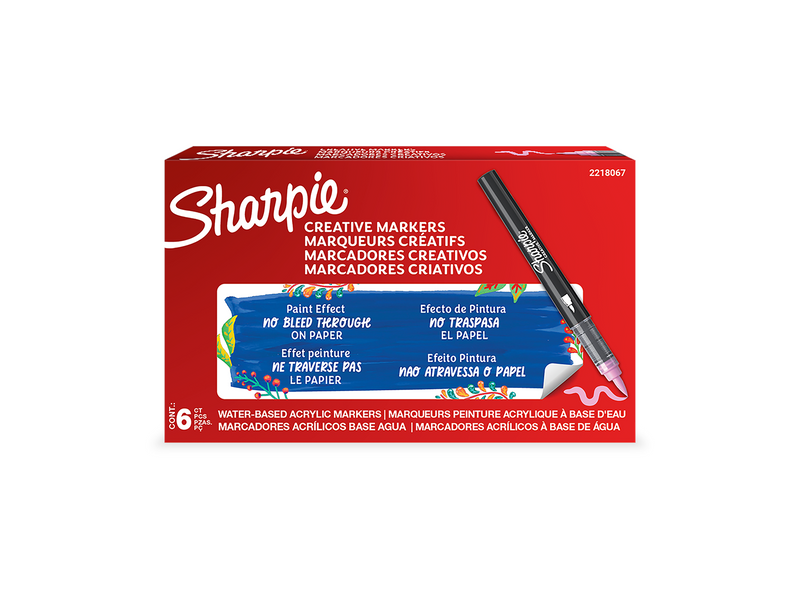 Sharpie Creative Marker Acrylic Paint Pens | Brush Tip Water-Based Paint Markers | Rose Pink | 6 Count